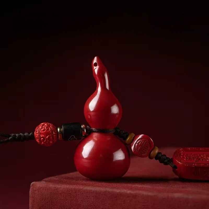 Natural Cinnabar Hulu & Peace Talisman Pendant – Spiritual Harmony & Protection